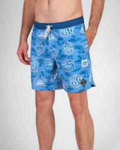 Brand New Mens Salty Crew Beach Club Elastic Boardshort Marine Blue Size Medium - Picture 1 of 3