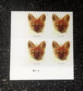 2023USA #5742 40c Red Foxes - Plate Block of 4 Mint - Picture 1 of 4