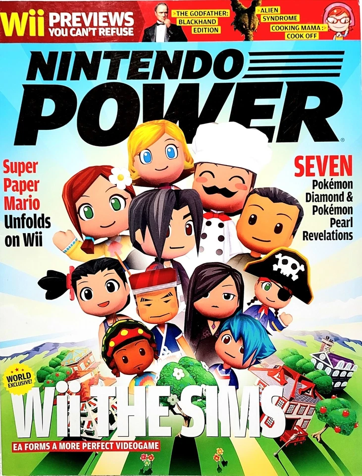 '07 NINTENDO POWER MAGAZINE 214 WII SIMS SUPER PAPER MARIO POKEMON DIAMOND PEARL - Image 1 of 1