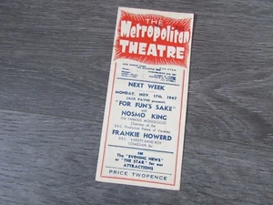 Workers Gay Time 1947 Variety Show Original Metropolitan Theatre Programme - Picture 1 of 9