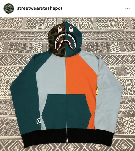 A BATHING APE (BAPE) Felpa con cappuccio e zip intera A Bathing Ape Bape 1st Camo PONR Shark taglia Large