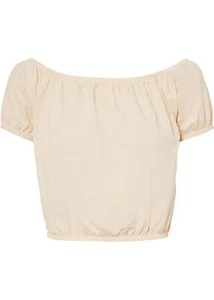 Cropped shirt taglia 36/38 beige sabbia camicia da donna top camicetta tunica top nuova - Foto 1 di 1