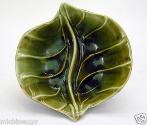 WUNDERSCHÖNE California USA CP119 Kunstkeramik geteilte Eichel Schale oliv/braun/türkis EG - Bild 1 von 5