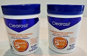 Clearasil Stubborn Acne Control 5in1 Daily Cleansing Pads, 90 ct. each (2 Pack) - Picture 1 of 6
