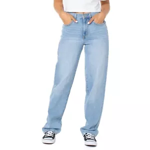 Celebrity Pink Junior Womens High Rise Relaxed Straight Light Wash Jeans NEW - Picture 1 of 5
