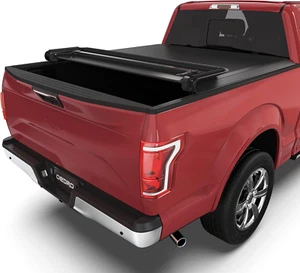 Quad Fold Tonneau Cover Soft Four Fold Truck Bed Covers Compatible with 2015-202 - Picture 1 of 12