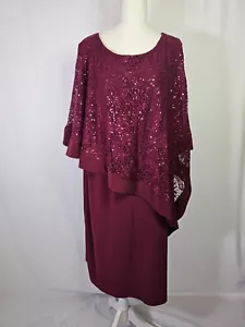 Roz & Ali Women's Sleeveless Shift Dress with Shawl Size 22 Plus Sequins Lace - Picture 1 of 9