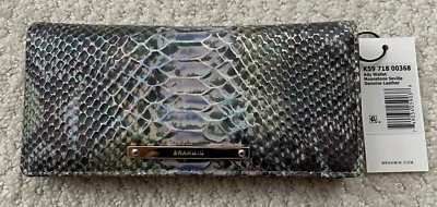 Cartera Brahmin ADY Delgada Doble Pliegue Cuero PIEDRA LUNAR SEVILLA Serpiente Iridiscente Nueva con Etiquetas Foto 1 de 4