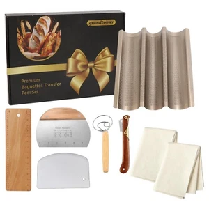Baguettes Transfer Peel Set w 2pcs Bread Proofing Cloth Baking Tray Baking Couch - Picture 1 of 9