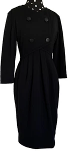 CAROLYN ROEHM - Vestido de cóctel vintage negro manga 3/4 - Talla 6 - EE. UU. - Imagen 1 de 12