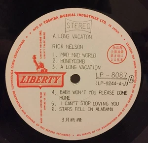 Rare sample LP! Rick Nelson/Rick's Wonderful World Rick Nelson Ricky Nelson A - Picture 1 of 3