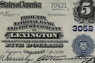 1902 $5 Phoenix NB & Trust Company of Lexington Kentucky PCGS 63 PPQ Ch# 3052 - Image 1 of 4