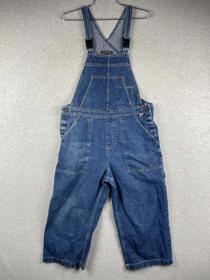Vintage Route 66 Overall Shorts Womens 7 8 Blue Denim Bib Y2K Carpenter Shortall - Image 1 of 4