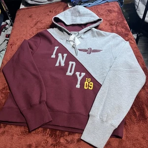 Sudadera con capucha Indianapolis Motor Speedway 69 $ precio de venta sugerido por el fabricante nueva con etiquetas para mujer grande gris granate carreras - Imagen 1 de 6
