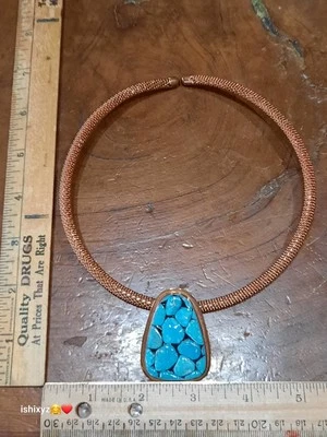 Jay King DTR Mine Finds *KINGMAN TURQUESA* ¡Cuello de malla de cobre lavabo azul!  Foto 1 de 4