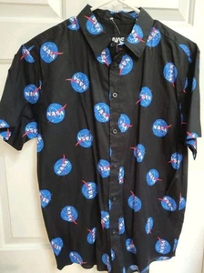 NASA Mens Button Front Shirt Logo Cotton Size Large L New without Tags - Picture 1 of 7