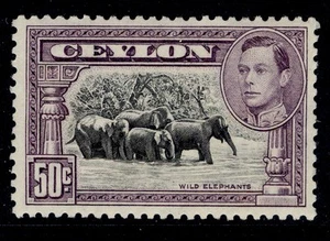 CEYLON GVI SG394e, 50c black & mauve, M MINT. Cat £11. PERF 12 - Picture 1 of 1