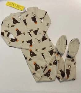 Antiguo pijama azul marino con patas para niño pequeño 3T dormir y jugar lindo camping oso pijamas nuevo - Imagen 1 de 2