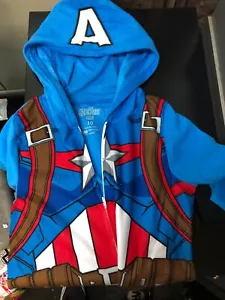 Marvel's Avengers Captain America Boys PJ Pajamas Hoodie Size 10/12 Official New - Picture 1 of 4