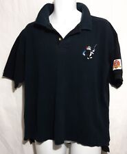 Vintage 1997 Looney Tunes Sylvester Fishing Large Two Tone Black Polo Shirt