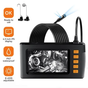 HD 1080P Dual Lens Endoscope Camera 4.3" Pipe Inspection Borescope Rigid Cable - Picture 1 of 19