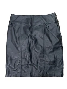 Dana Buchman Skirt Womens size 10 Black Faux Leather Pencil Mobwife lined - Picture 1 of 8