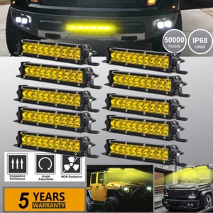 10x 7 inch 60W Yellow Ultra Slim LED Work Light Bar Dual Row Offroad Fog Driving - Picture 1 of 11