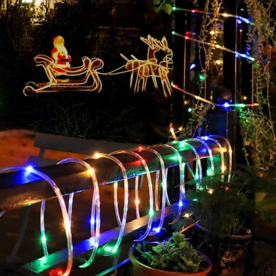 Waterproof Solar Led Rope Twinkle String Lights Dusk To Dawn Outdoor Garden Yard - image 1 of 4