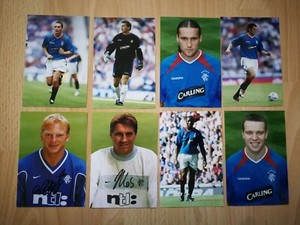 8x Glasgow Rangers Autograph Cards Stefan Klos, Gavin Rae partial Org. Signed 