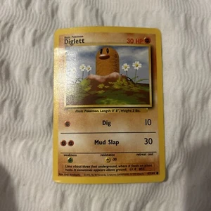 Diglett 47/102 Base Set Shadowless WOTC Pokemon Card Heavy Played Condition - Picture 1 of 2