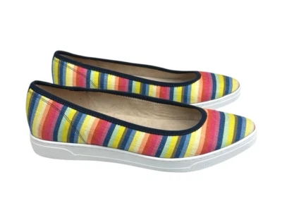 Anne Klein Sport AK Sobre la parte superior Zapatos planos de lona sin cordones Talla 9,5 M Rayas Foto 1 de 4