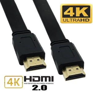 HDMI Cable High Speed v2.0 Gold Plated Flat HDMI Lead HDTV 4K 1M 2M 3M 5M 10M UK - Picture 1 of 8