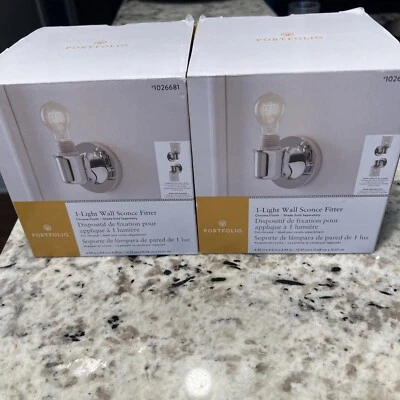 Portfolio 1-light Wall Sconce Fitter Chrome Finish 2 Pack NEW # 1026681 - Image 1 of 4