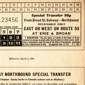 Philadelphia Rapid Transit c1934 Page from Bus Subway Ticket Sample Book (0008) - Picture 1 of 3