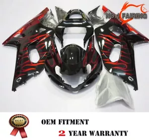 Kit de carenado de llama roja carrocería ABS para Suzuki GSXR600 2001 2002 2003 GSXR750 K4 - Imagen 1 de 2