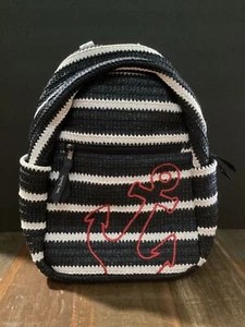 Vera Bradley navy white Straw Mini Backpack Anchors Aweigh Nautical Beach Bag - Picture 1 of 11