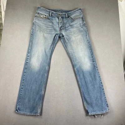 Diesel Jeans Men Blue Larkee Blue Straight Leg Denim Button Fly 0073P Fits 38x32 - Image 1 of 4