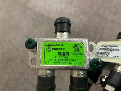 DirecTV 2 Way SWM Green Splitter MSPLIT2R1-03 - Image 1 of 2