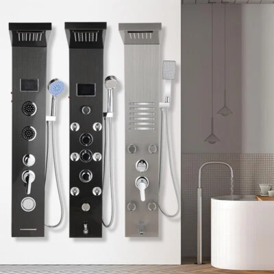 Duschpaneel Edelstahl LED Duschset Regendusche Duscharmatur Massage Duschsäule - Bild 1 von 4