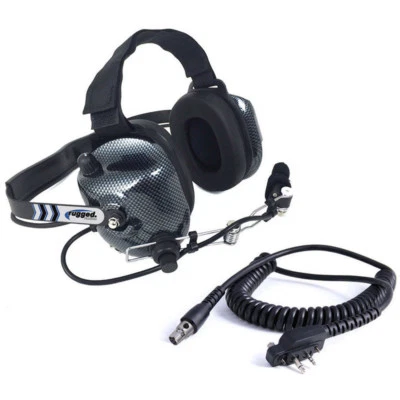 Rugged H41 BTH Behind the Head Two Way Radio Racing Headset Icom Coil Cord Cable - Image 1 of 4