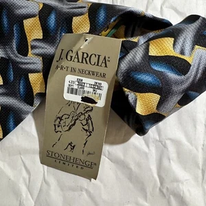 NWT Jerry Garcia Designer Abstract Necktie Blue and Brown 58"x4" - Picture 1 of 6