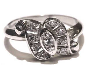 14k white gold 0.12ct round diamond Vintage engagement ring 3.1g SZ 6.25 - Imagen 1 de 16
