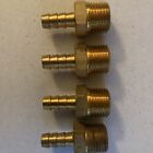 1/2 Inch Hose Barb X 1/4 Male Brass Pipe Fitting Npt Thread Water Gas  Lot Of 4