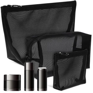 3 Pcs Mesh Cosmetic Bag Miss Travel Tolietry Bags Beauty Storage - Picture 1 of 11