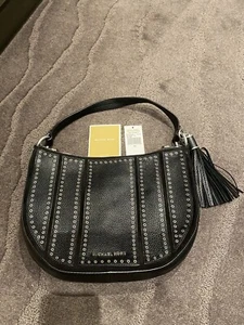 New Michael Kors Grommets Black Leather Shoulder Bag, Crossbody Bag. - Picture 1 of 9