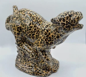 Vintage Keramik Jaguar BIG CAT gefleckter Leopard 11 Zoll x 8 Zoll Wildgepard Skulptur - Bild 1 von 15