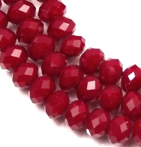 6x4mm Faceted Opaque Red glass Quartz Rondelle Beads (45) - Picture 1 of 3