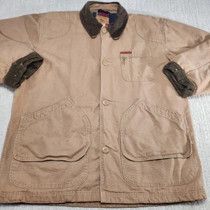 Vintage Chore Jacket Men Large Barn Coat Canvas Flannel Lined Corduroy Collar - Picture 1 of 8