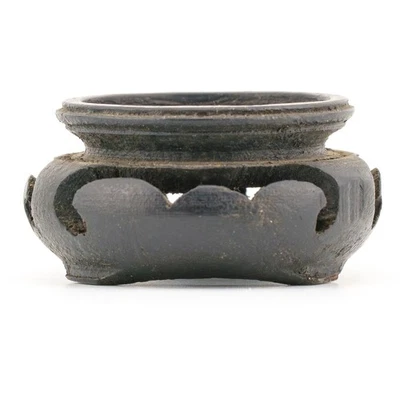 Chinese Carved Wood Stand for Miniature Vase Circle Dark Brown 20th Century - Image 1 of 4