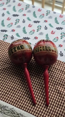 Red Handmade Percussion Instrument  2pc - Image 1 of 2